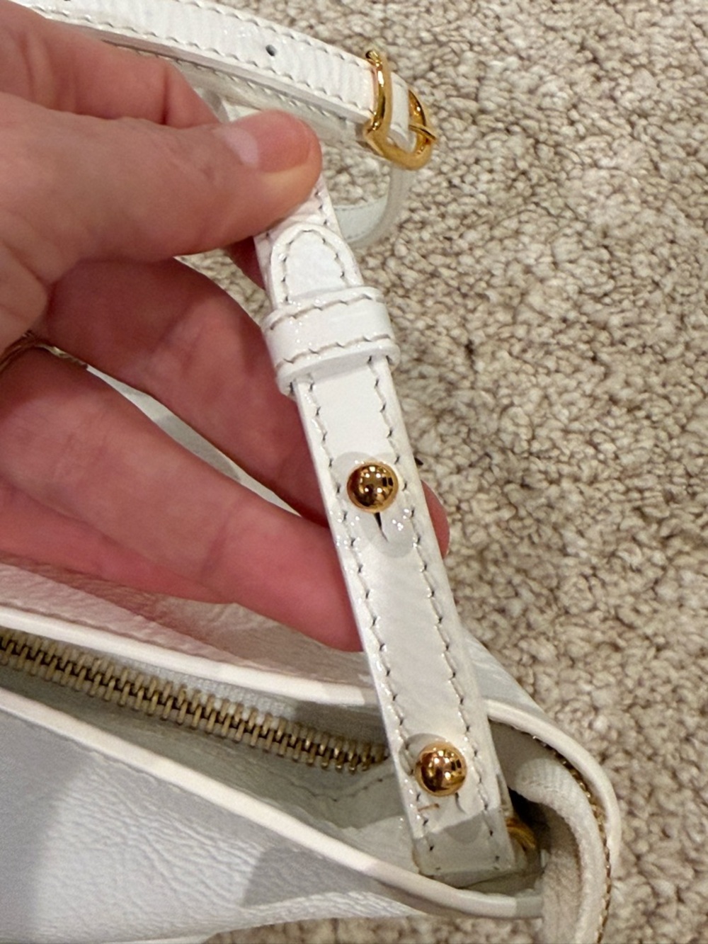 KHAITE White Patent Leather Crossbody with Gold Hardware - Picture 11 of 16